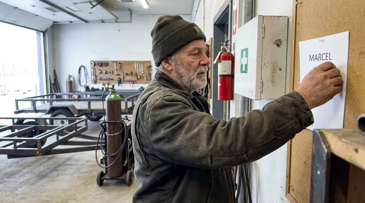 Affichage du nom de l'agent de liaison SST dans un atelier de PME québécoise avant le 1er octobre 2026